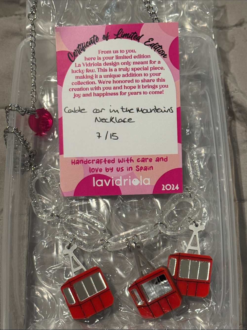 La Vidriola Red Cable Car Necklace
